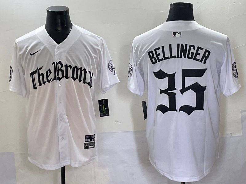 Men 2025 New York Yankees #35 Bellinger White Five generations Joint Name Nike MLB Jersey style 1